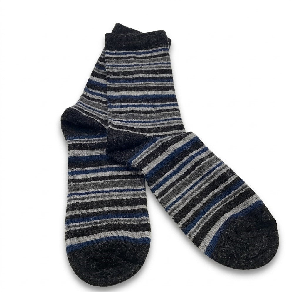 Bas de laine Alpaga Deville bleu et charcoal